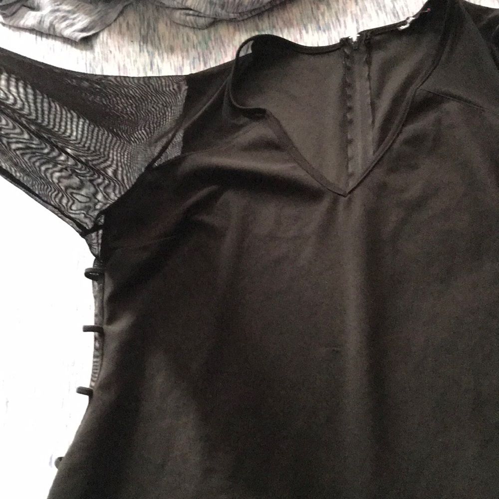 Black dress with see through sleeves and sides